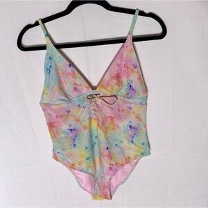 5/$25 NOBO No Boundaries Pastel Tie Dye One Piece Bathing Suit Swimsuit L